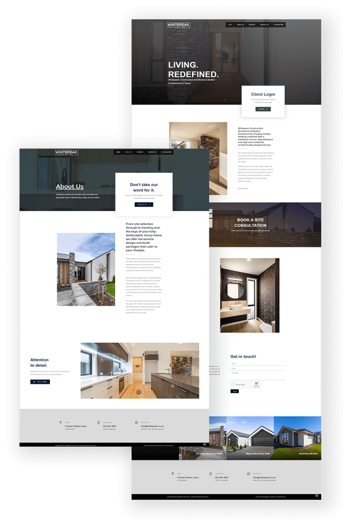 Whitepeak Construction website designed by Don